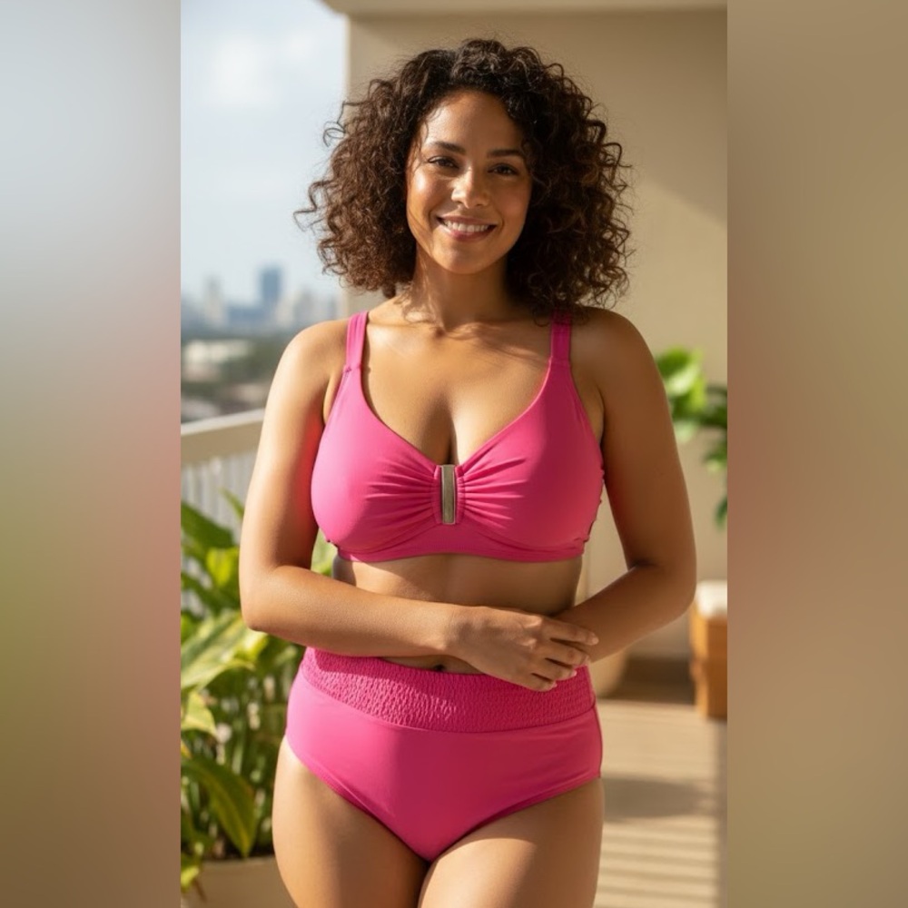 NWT Time and Tru Women's Plus Size U-Bar Cutout Bikini Top 2X 20W-22W Bottom 1X